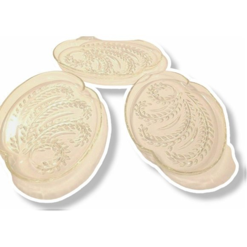 Vintage 1950's Federal Glass Company‎ Snack Tray Set of 3